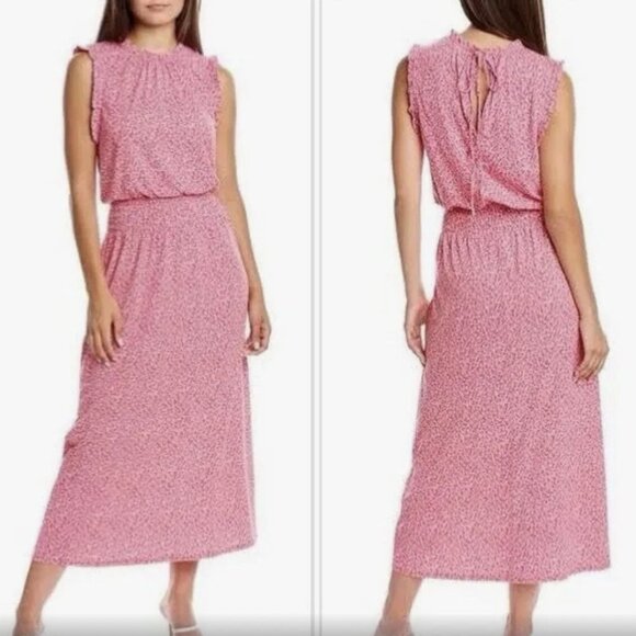 New! H by Halston Garden Scroll Bright Rose Maxi Dress Size Small 47653 - Picture 1 of 15